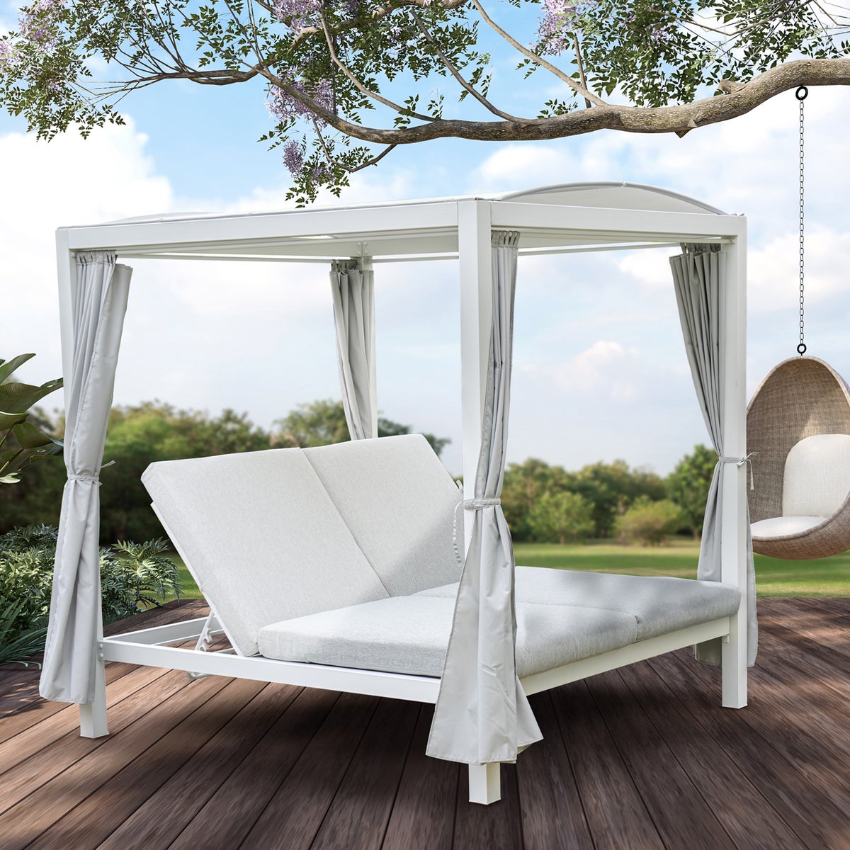 Home Deluxe - Hoes - Ligstoel LYON - Afmetingen 208 x 188 x 215 cm, Kleur: Zwart | Ligstoel voor twee personen Ligstoel voor twee personen