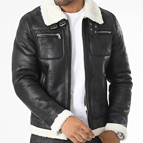 Veste Zippée Col Mouton 21003 Noir