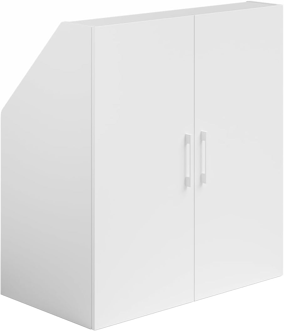 Bellamio Aland Dachschräge Regal in weiß – Dachschrägenschrank mit 2 Türen & 3 Fächern – Bücherregal/Kleiderschrank – platzsparender Stauraum für schräge Wände – Nischenschrank 100x90x52 (HxBxT)