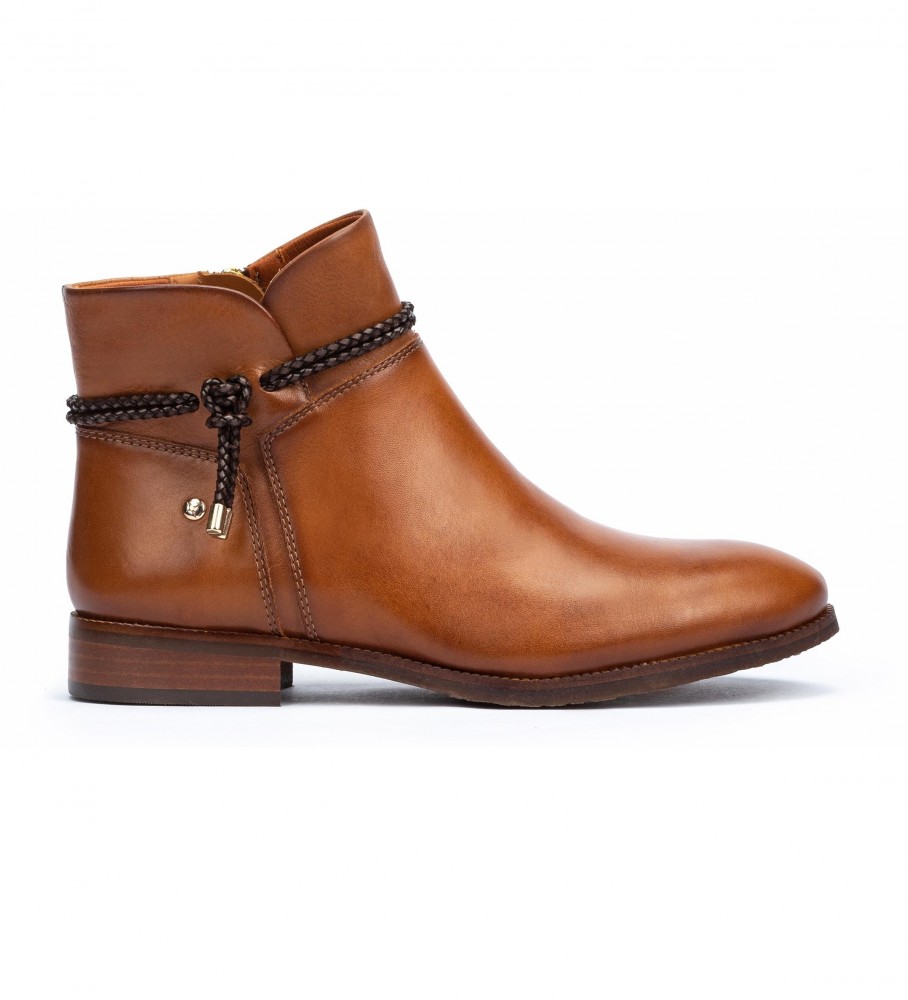 Botas de cano curto Pikolinos Royal W4D-8908 em couro cor conhaque