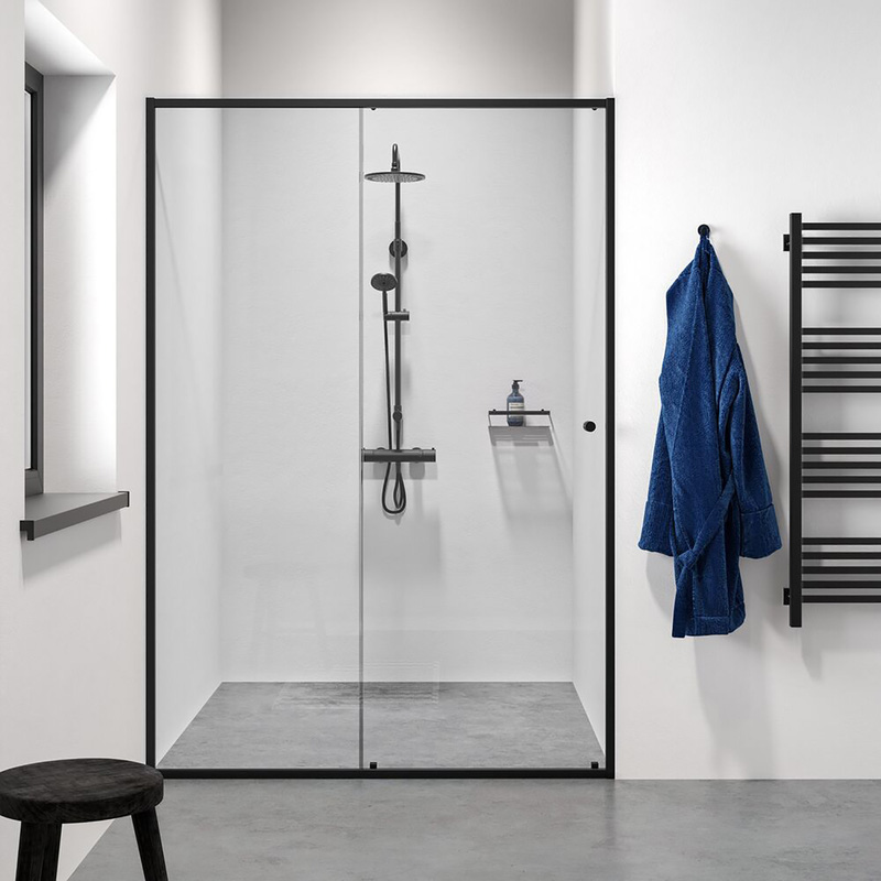 Sealskin Contour Schuifdeur voor nis 120x200 cm, 6 mm helder veiligheidsglas met antikalklaag Mat zwart