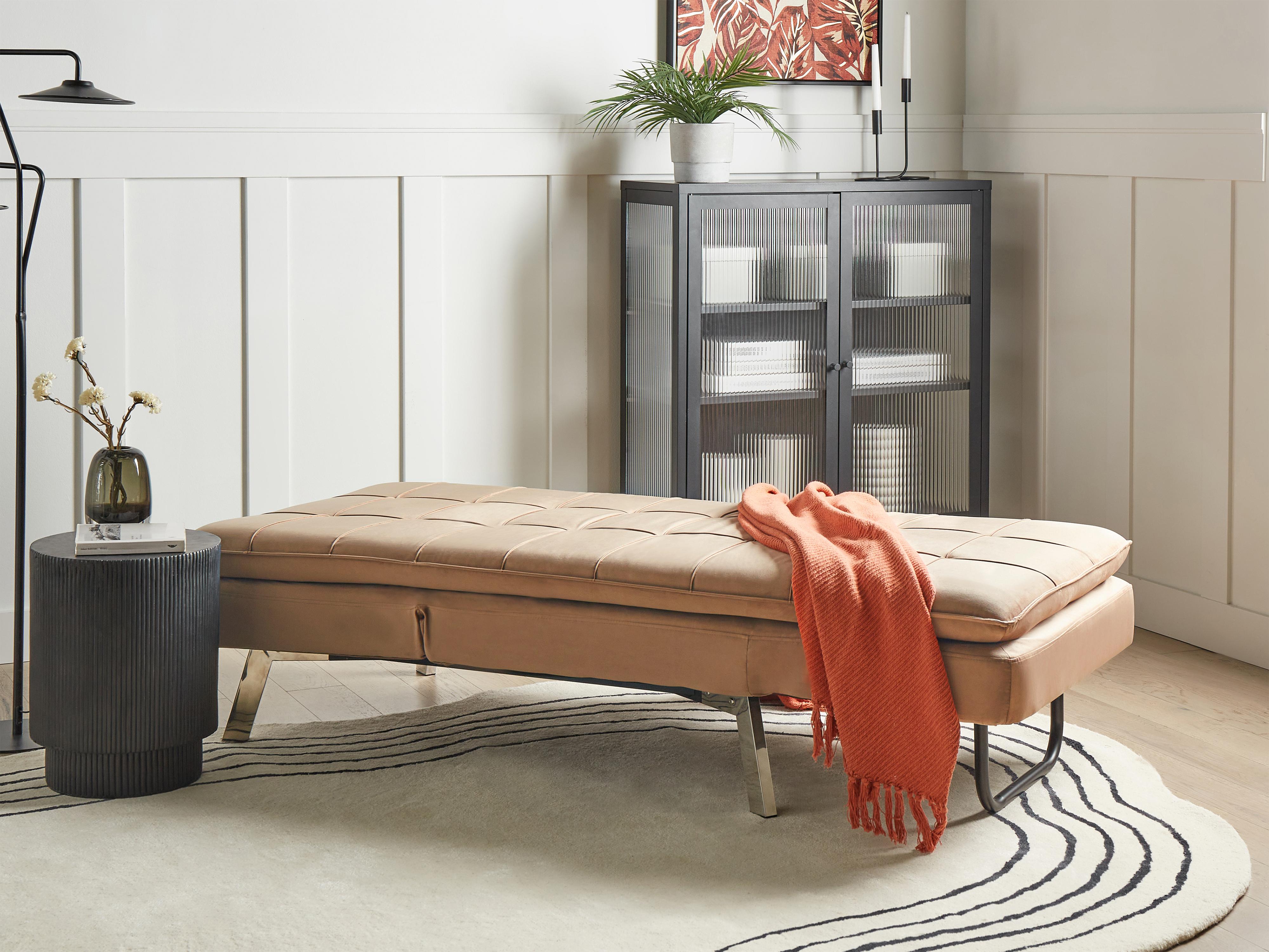 Chaise longue LOIRET Fluweel Lichtbruin