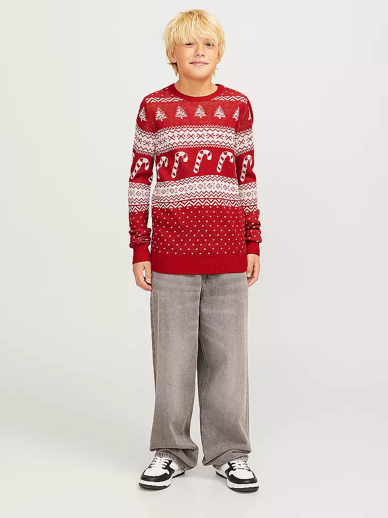 JACK & JONES Jungen Pullover JJXMAS GABRIEL rot