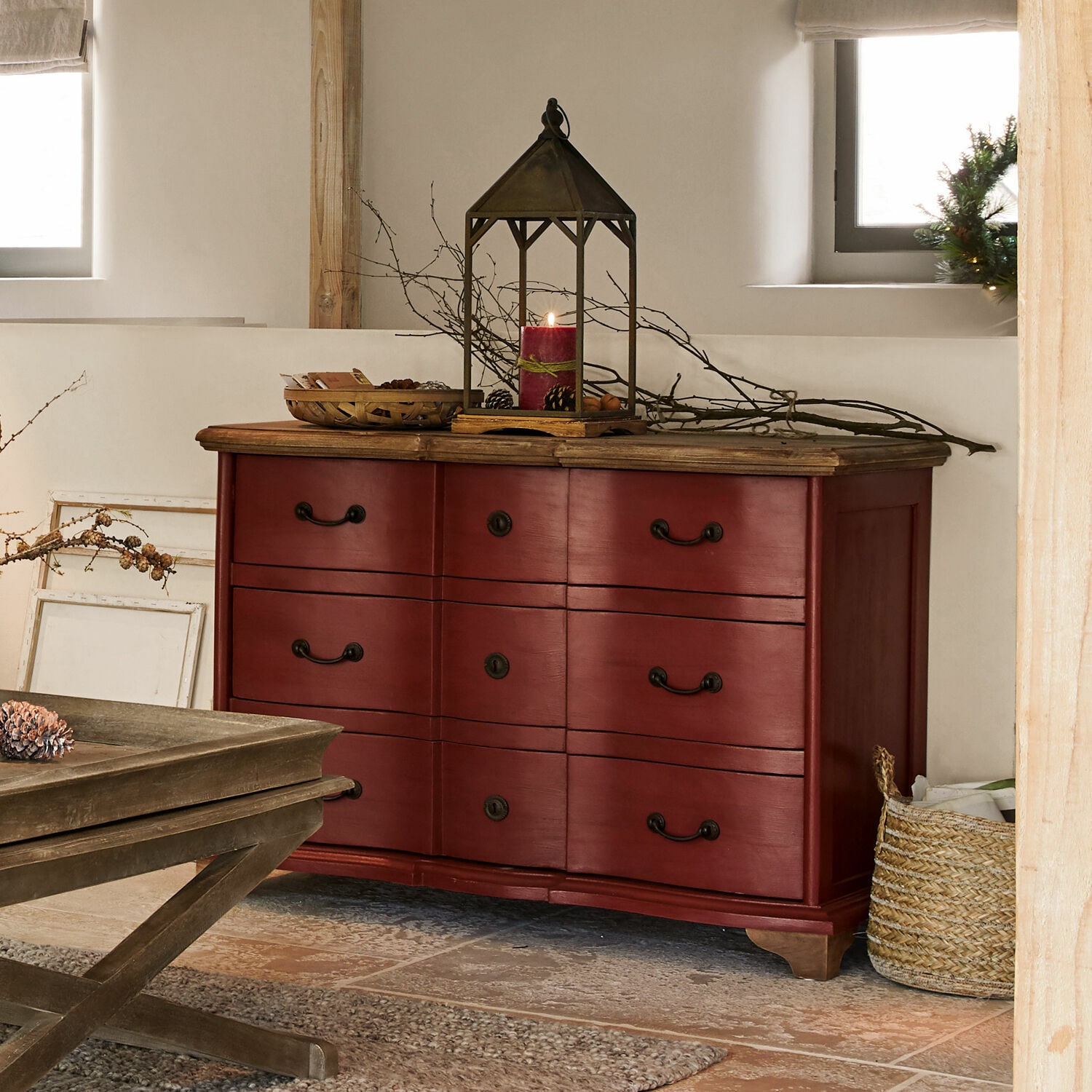 Kommode Aiguillon rot/braun