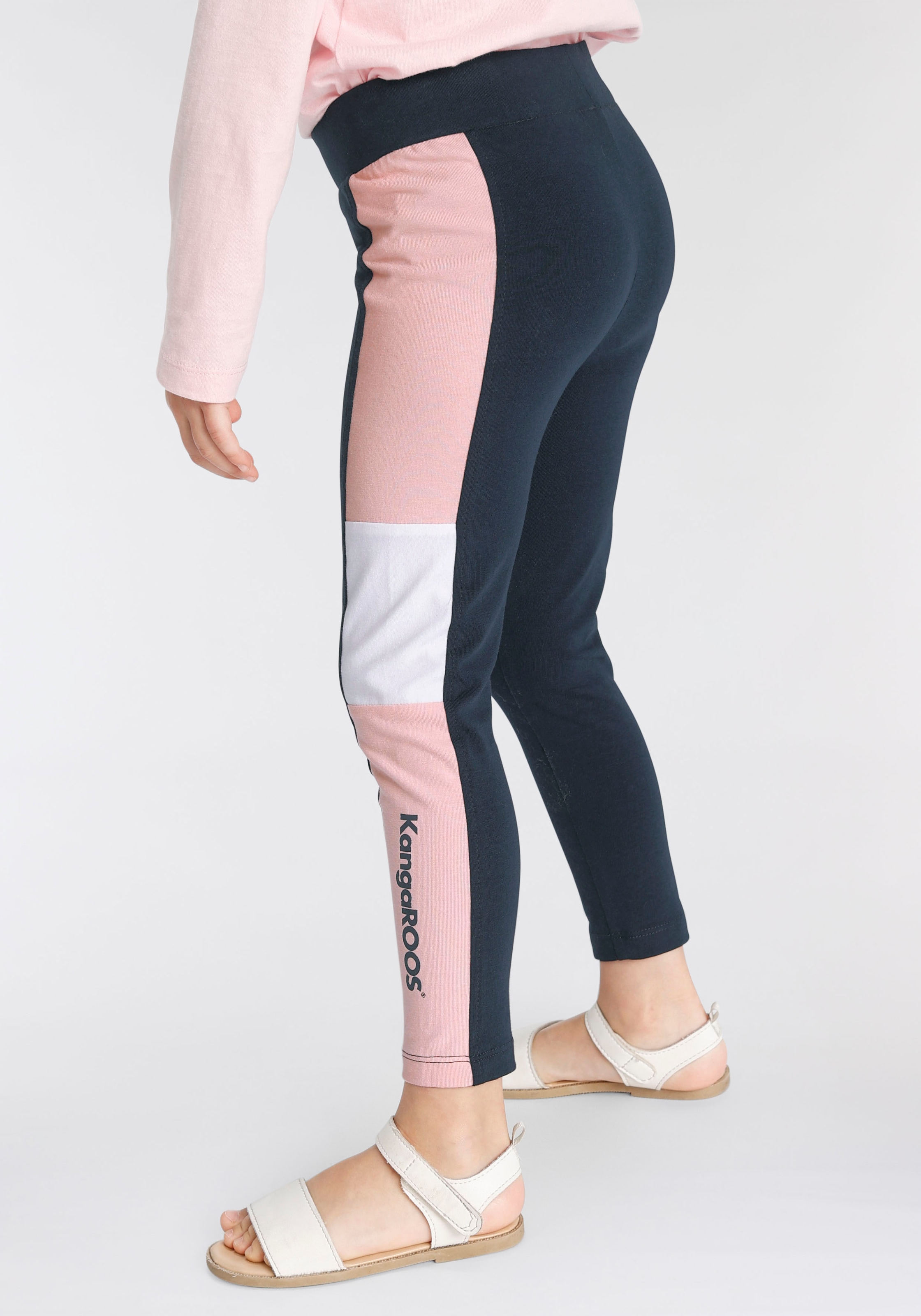 KangaROOS Leggings »Colorblocking Leggings für kleine Mädchen«  mit breitem Bündchen und Logoprint