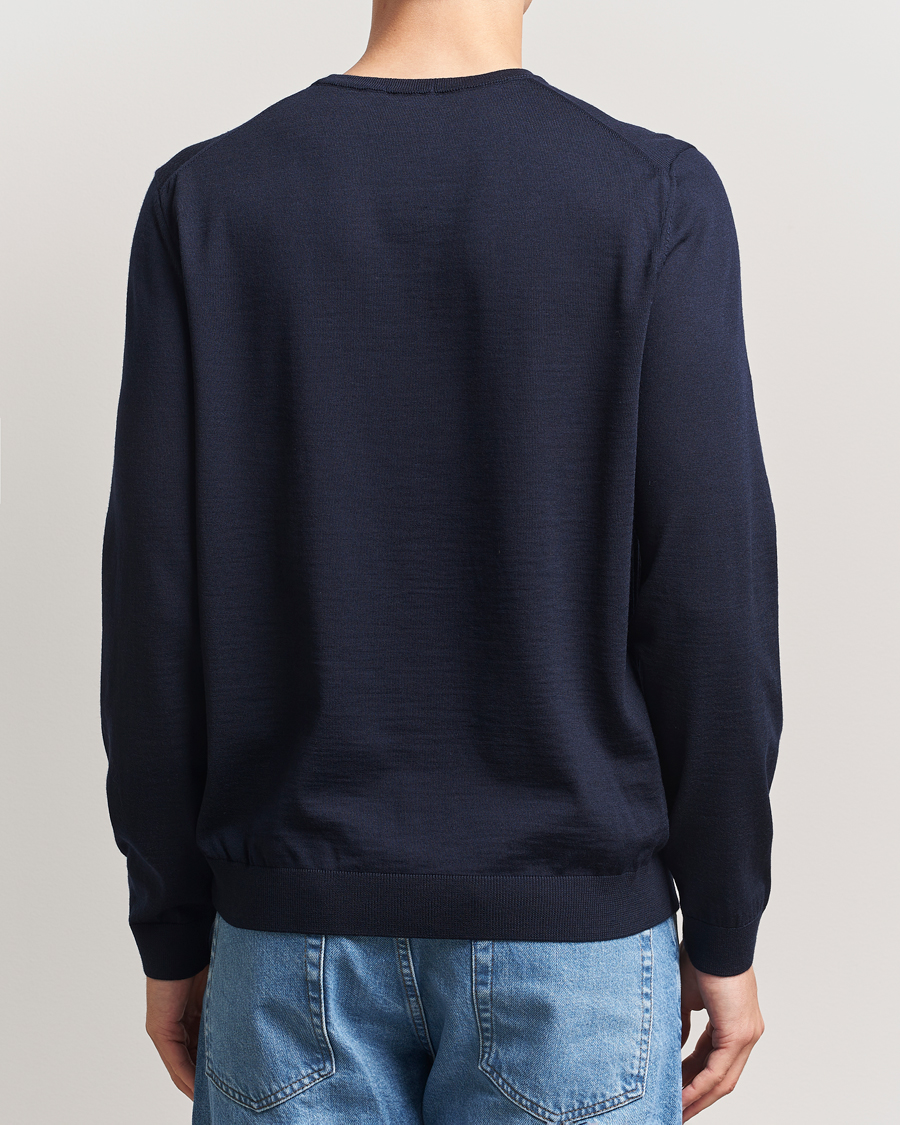 BOSS BLACK Leno Wool Crew Neck Pullover Dark Blue