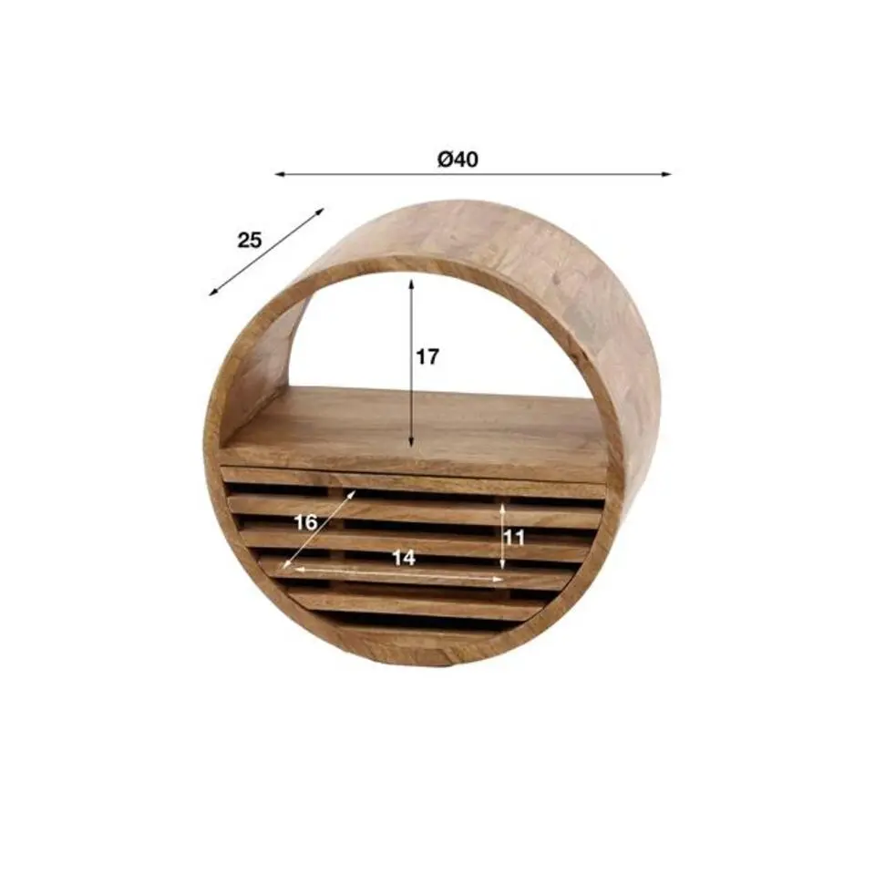 Wandplank Wes ø40cm x25cm-zandkleurig mangohout