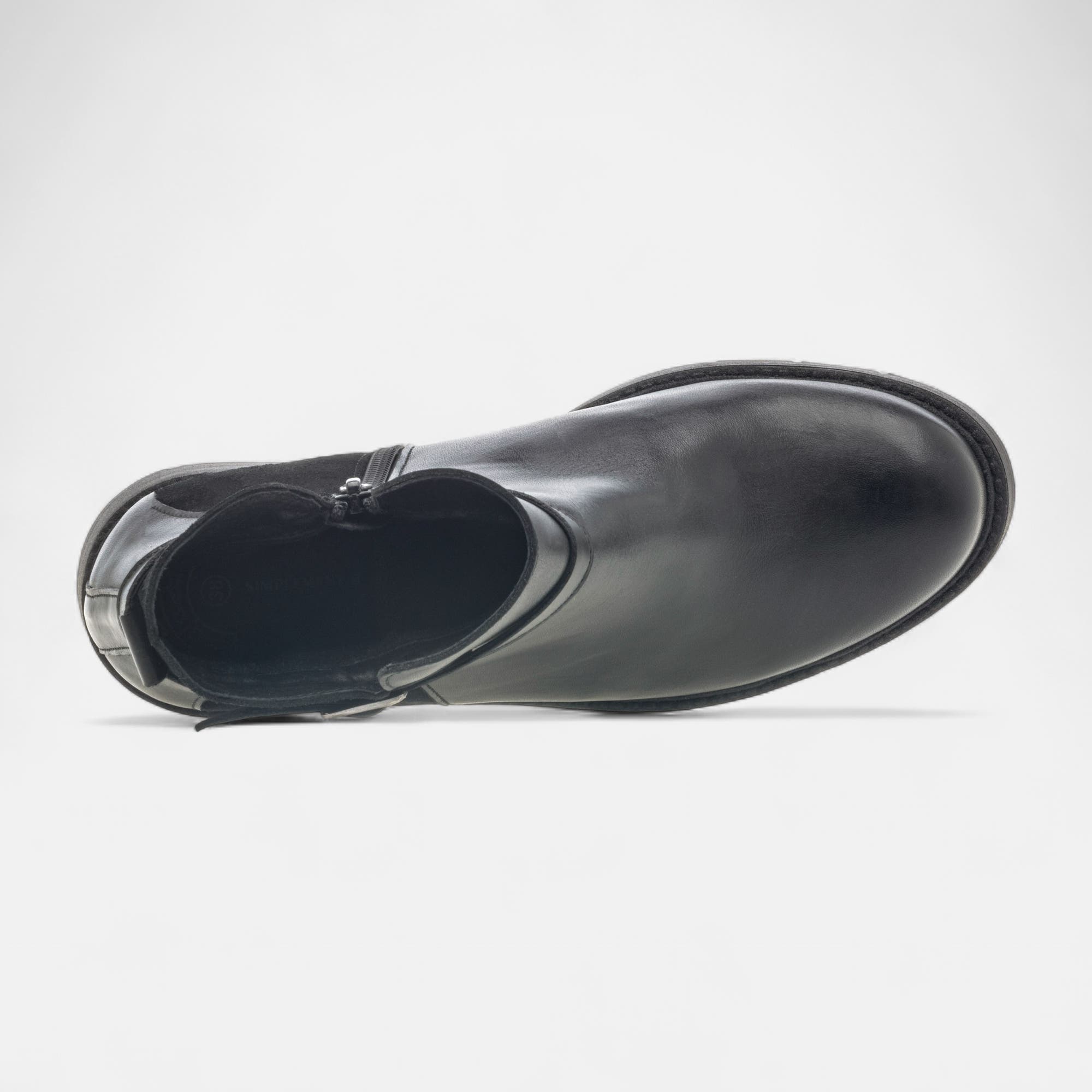 Boots à talon Femme en cuir noir