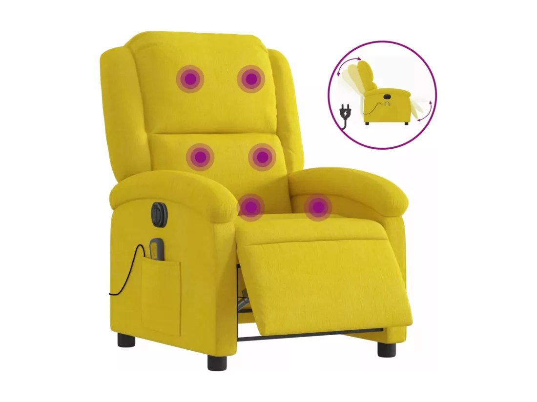 Fauteuil inclinable massant électrique jaune velours