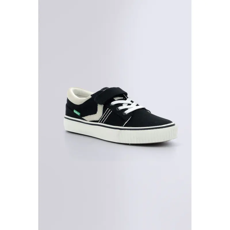 Kickslidi Noir blanc BASKETS BASSES Textile Mixte