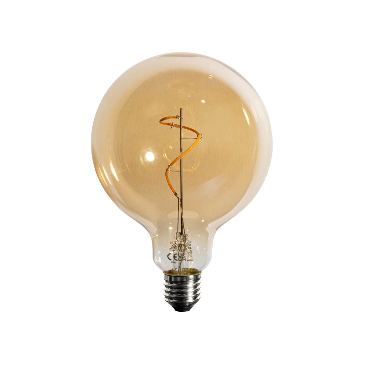 E27 dimbare LED spiraal filament goud G125 4W 270 lm 2200K