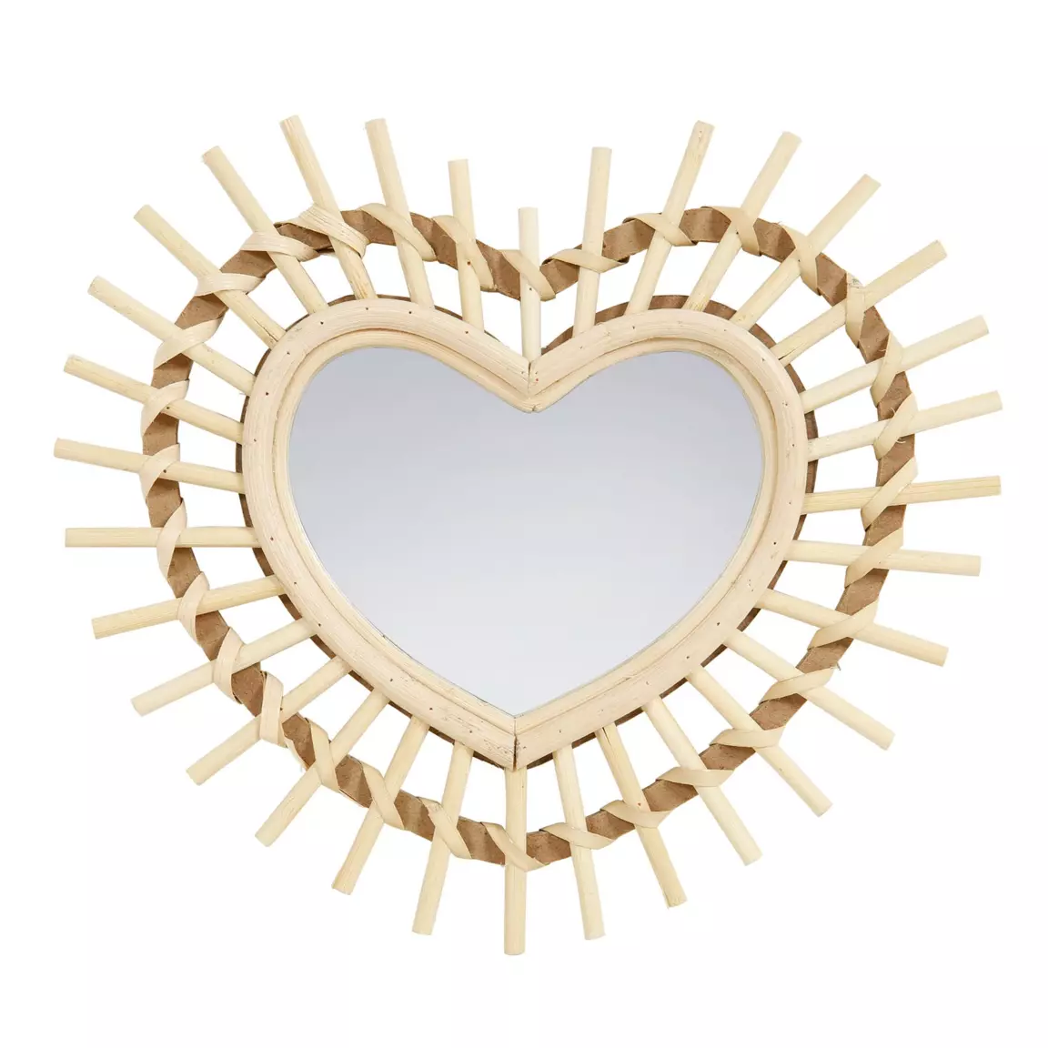 Miroir mural en bambou (H22 cm) Coeur Naturel