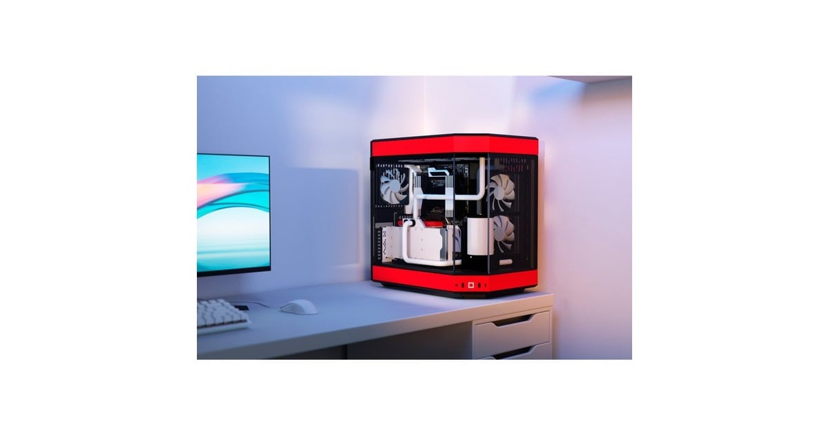 HYTEY60 midi tower behuizing  (Rood/zwart | 3x USB-A | Tempered Glass)