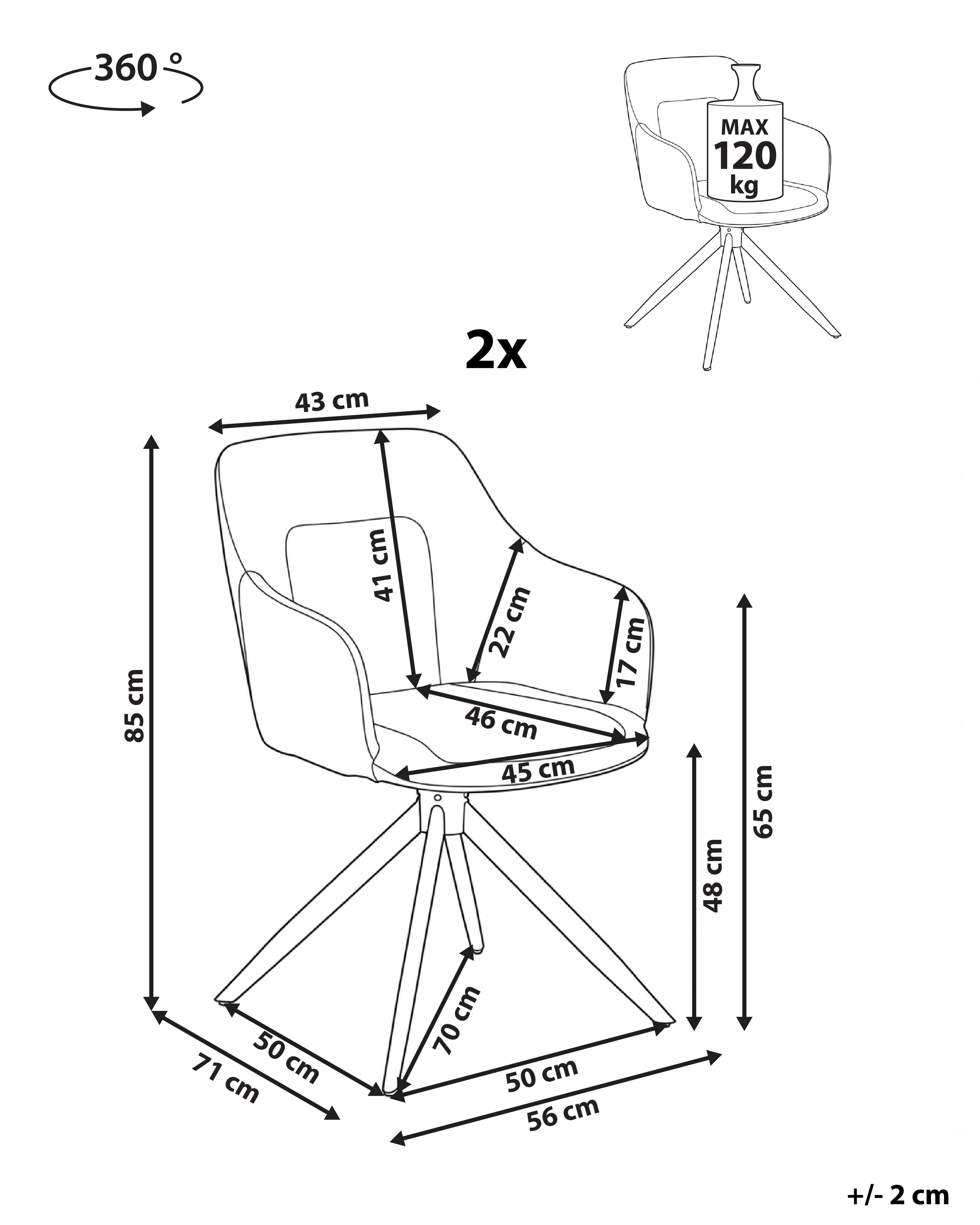 Set van 2 eetkamerstoelen draaibaar LIKELY Stof Grijs