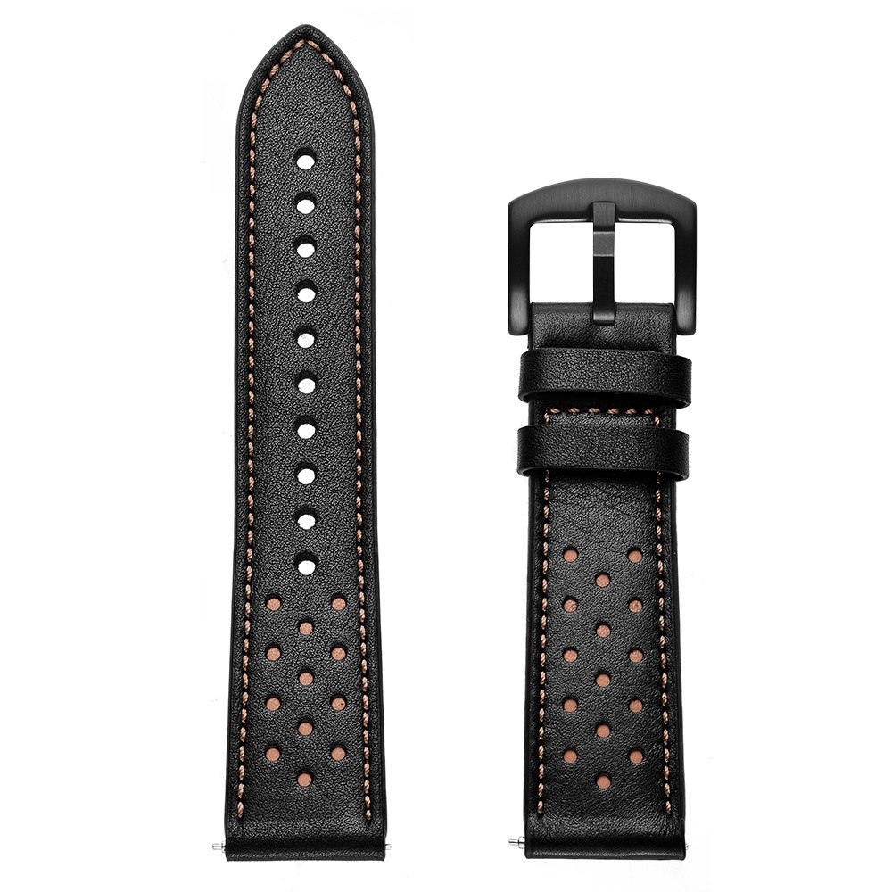 Echtleder Uhrenarmband Perforiert mit Dornschliesse (22mm) - Schwarz / Braun