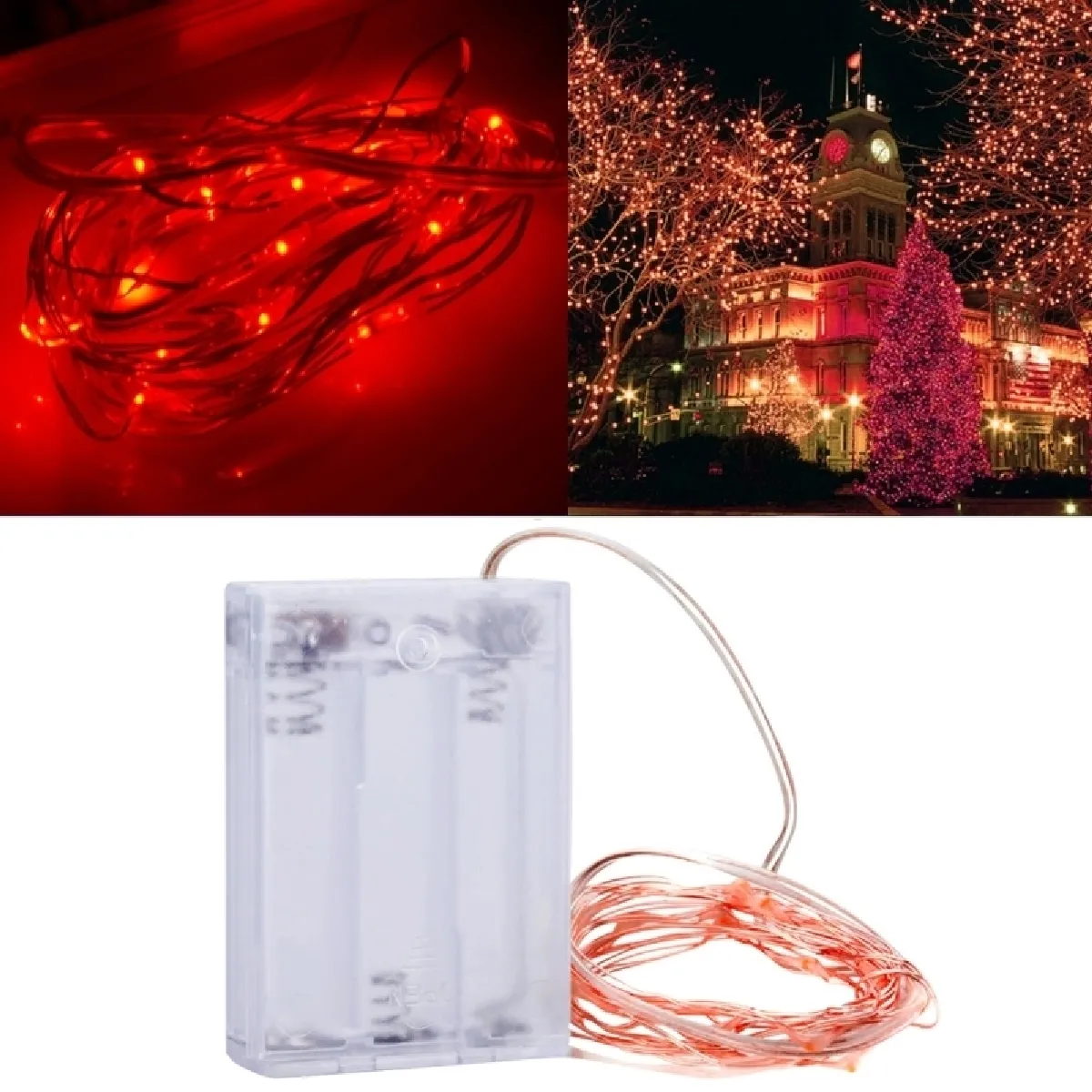 Wewoo Guirlande rouge 2m - Batterie 3 AA