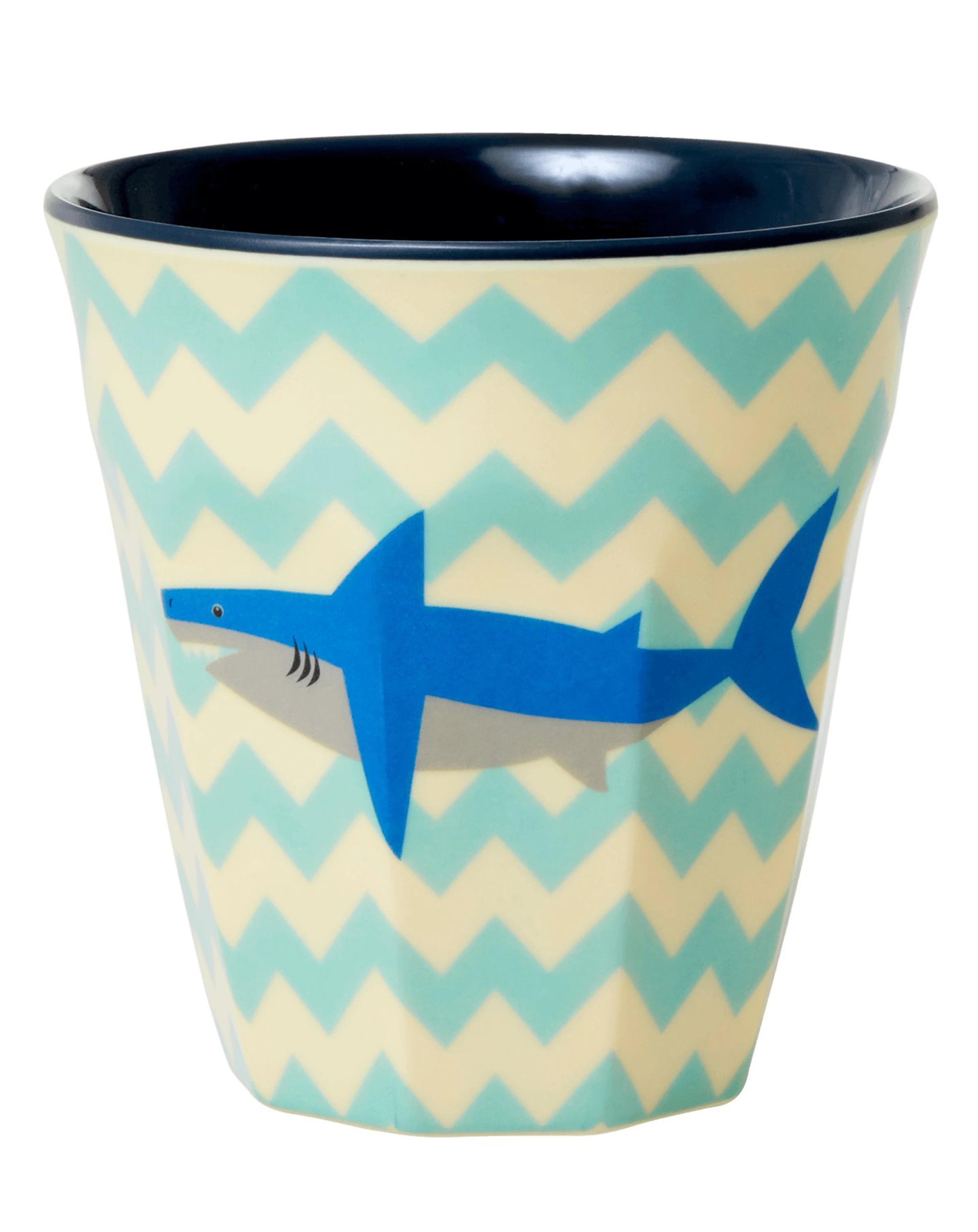 Melamin-Becher MEDIUM - SHARK PRINT in blau