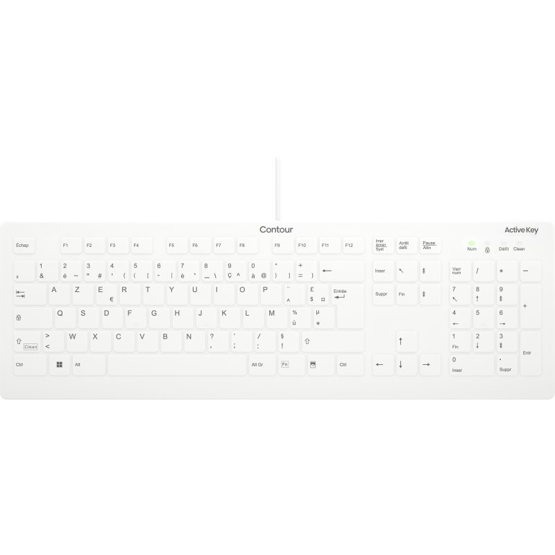 Contour Design Active Key Contour QuickClean Clavier Médical IP68 Full-Size Filaire Blanc C8112