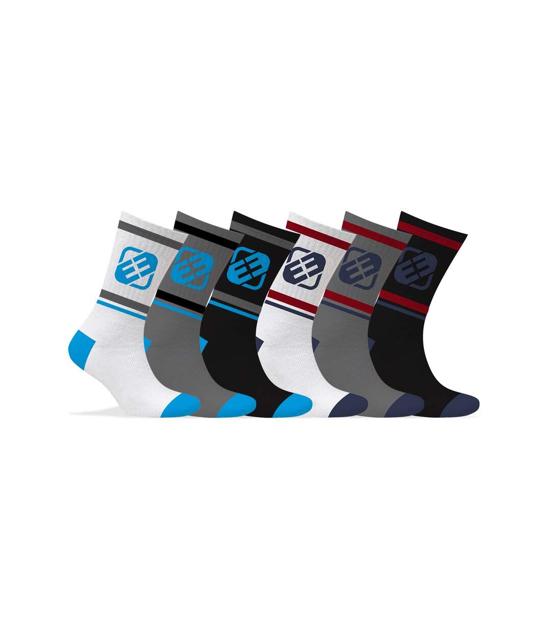 Lot de 6 Paires de Chaussettes Tennis homme assorties