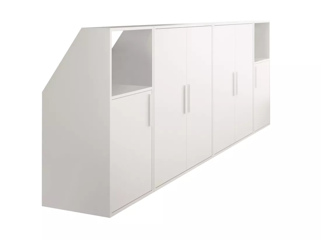 Meuble sous pente 6 portes et 2 niches - Blanc - ADEZIO