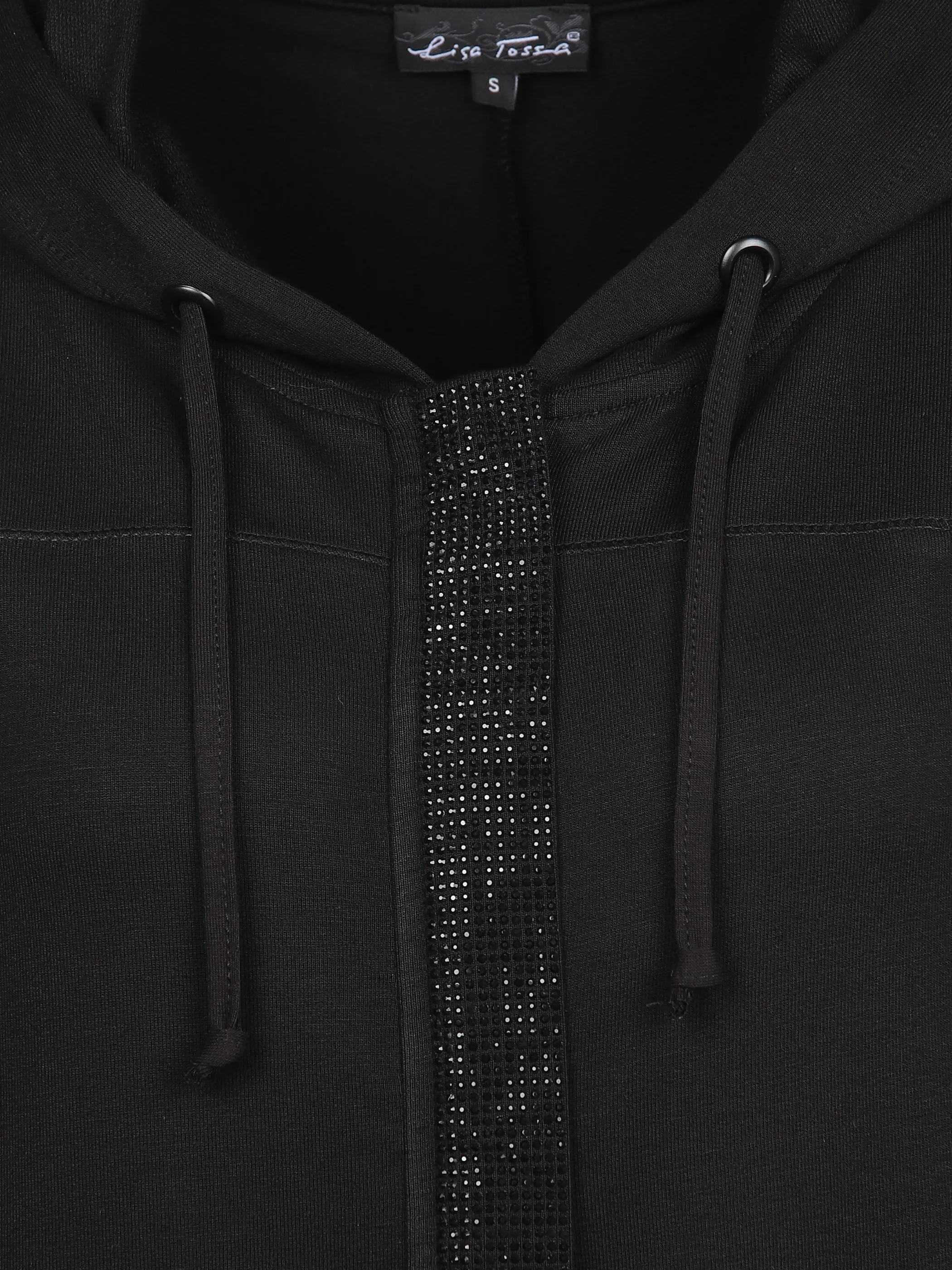 Damen Cardigan mit Kapuze und Strassbesatz