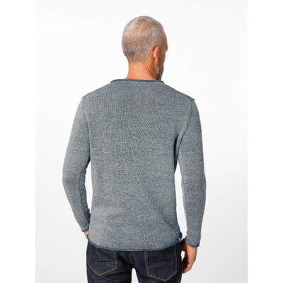 Herren-Rundhalspullover, Grau-Blau