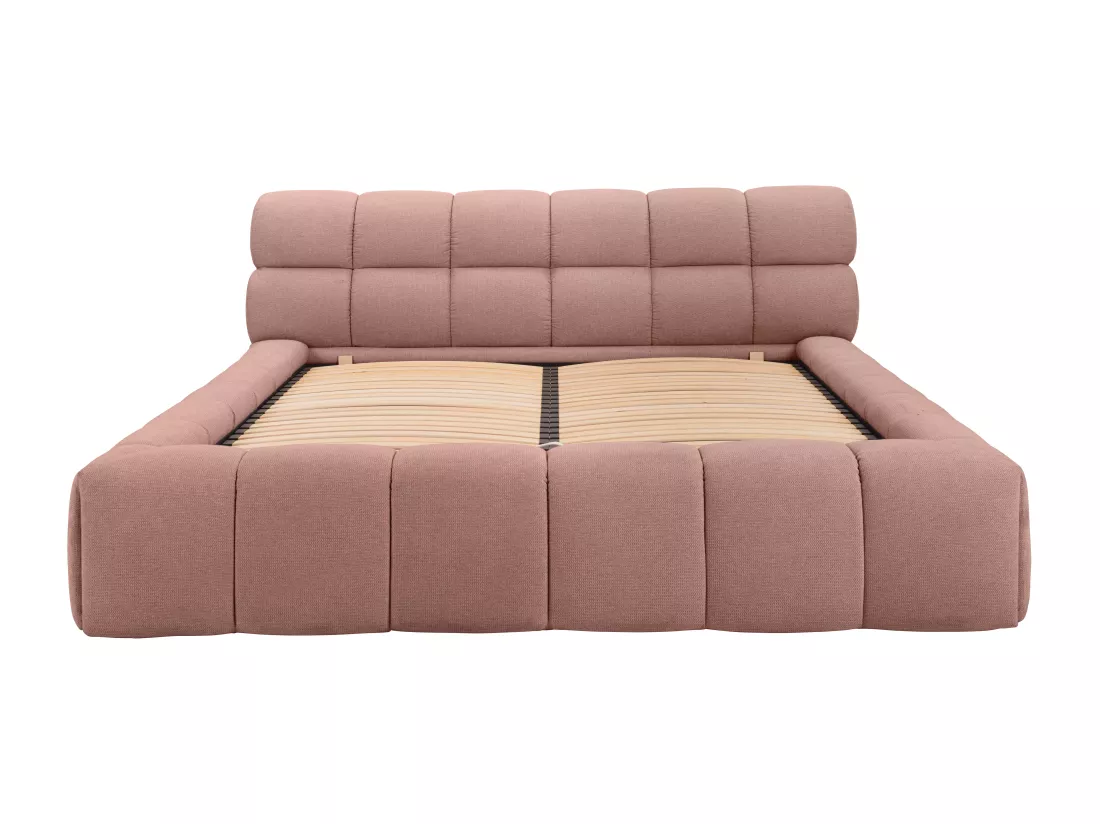 Lit coffre 180 x 200 cm - Tissu - Rose + Matelas - FORVIK de Pascal Morabito