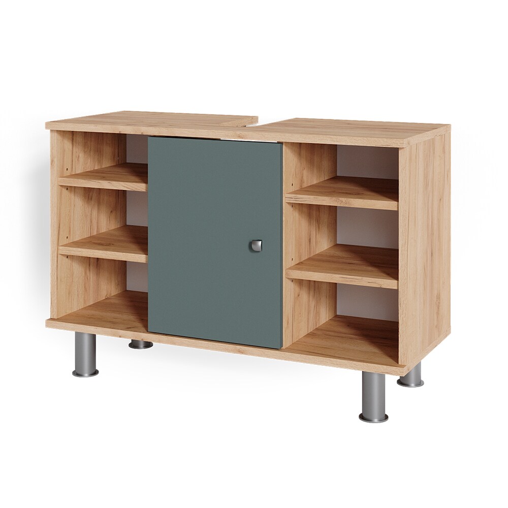 Vicco Waschtischunterschrank Badschrank Waschbecken Fynn Eiche Grün Badmöbel 80cm