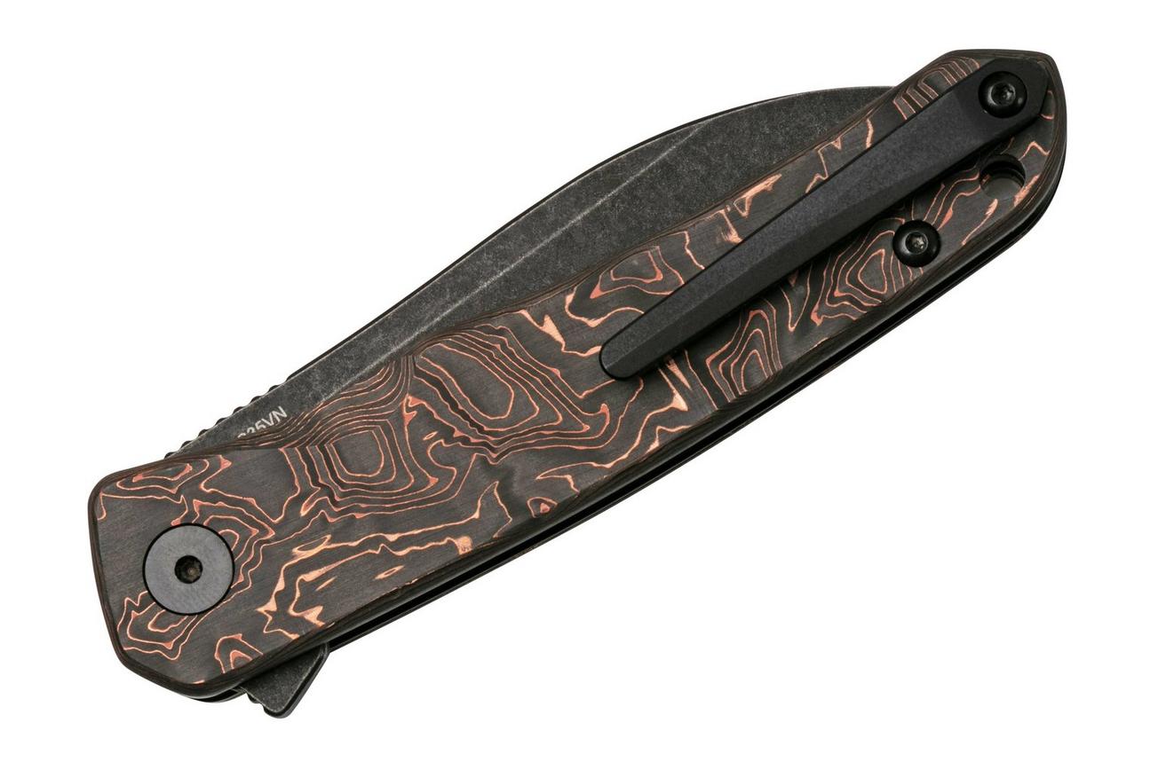 QSP Knife Otter QS140-B2 Blackwashed, Copper Foil Carbonfiber zakmes