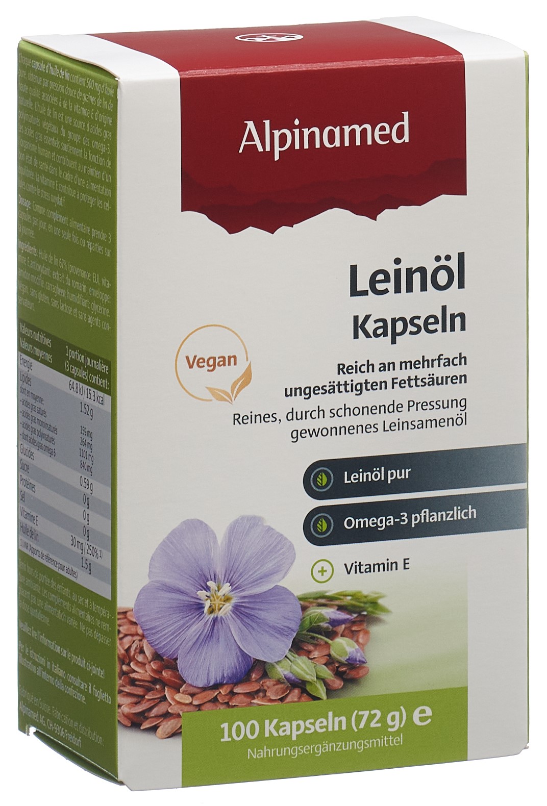 ALPINAMED Leinöl<br>100 Stück, Weichkapsel