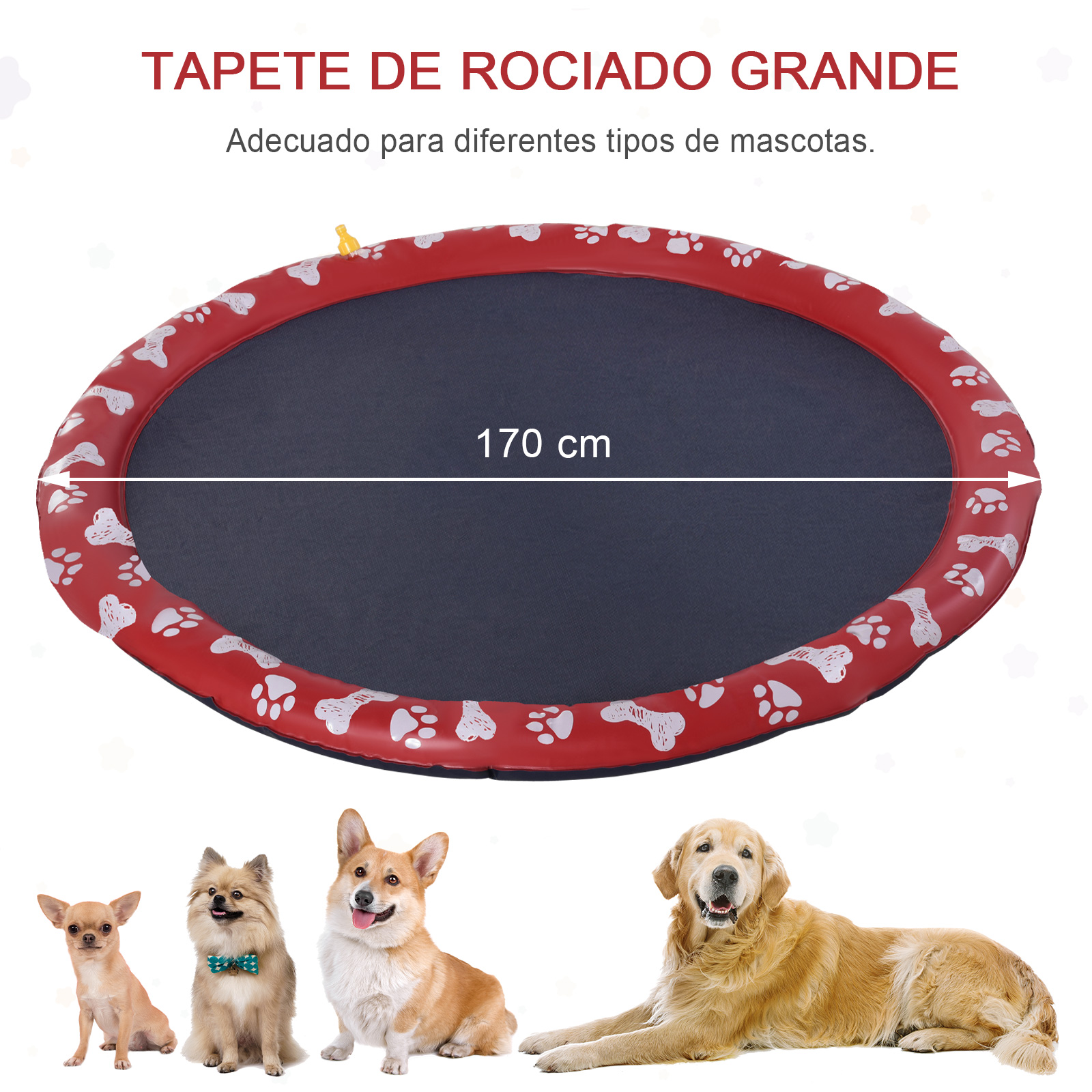 Tapete de água PawHut para animais de estimação, vermelho e azul