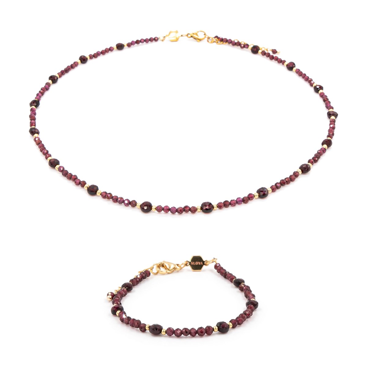 Collier et bracelet Paloma en pierres Grenat