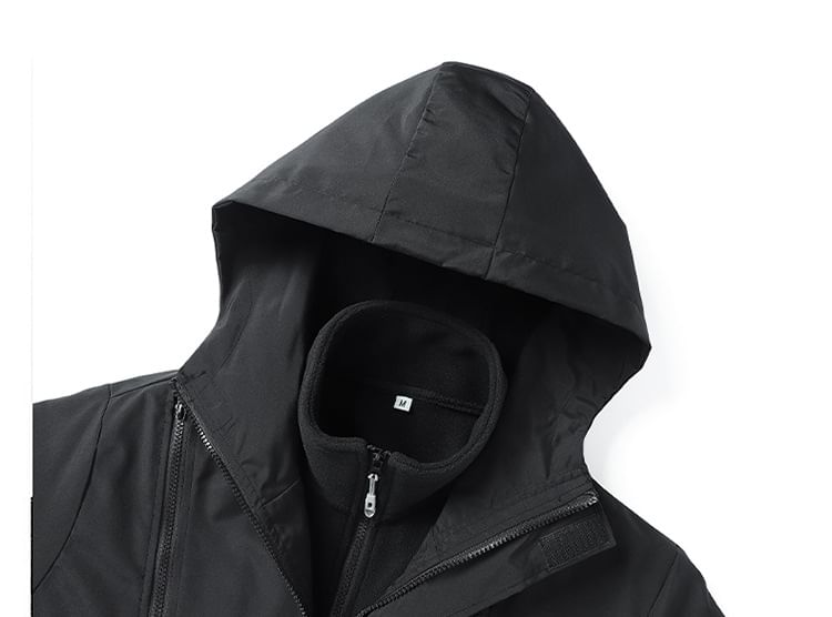 Ninine - Set: Fleecejack met rits en opstaande kraag + windjack met capuchon