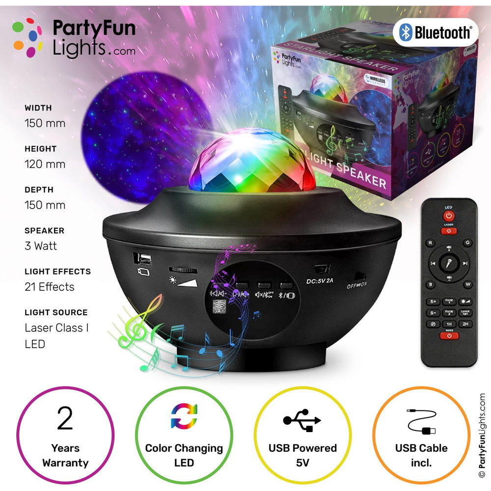 Køb Party Funlight Galakse Bluetooth Højttaler Med Fjernbetjening
