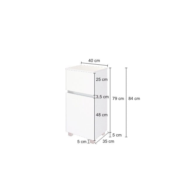 Unterschrank BAABE 40 x 79 cm Weiß matt