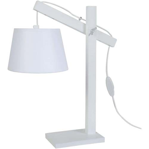 Tosel - Lámpara de escritorio redondo madera blanco Blanco