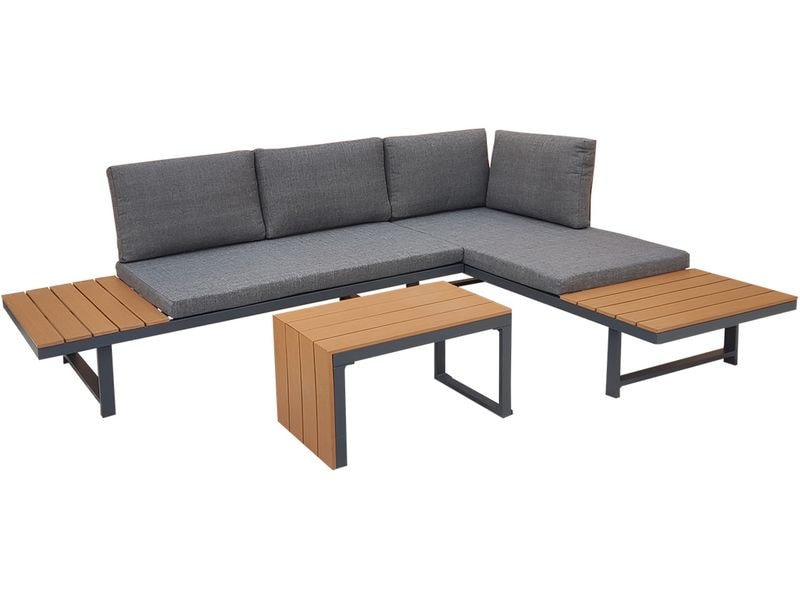 NORDIcated Loungeset Lain Alu Frame Elegantes und vielseitiges Alu-Sofa-Set für drinnen und draussen