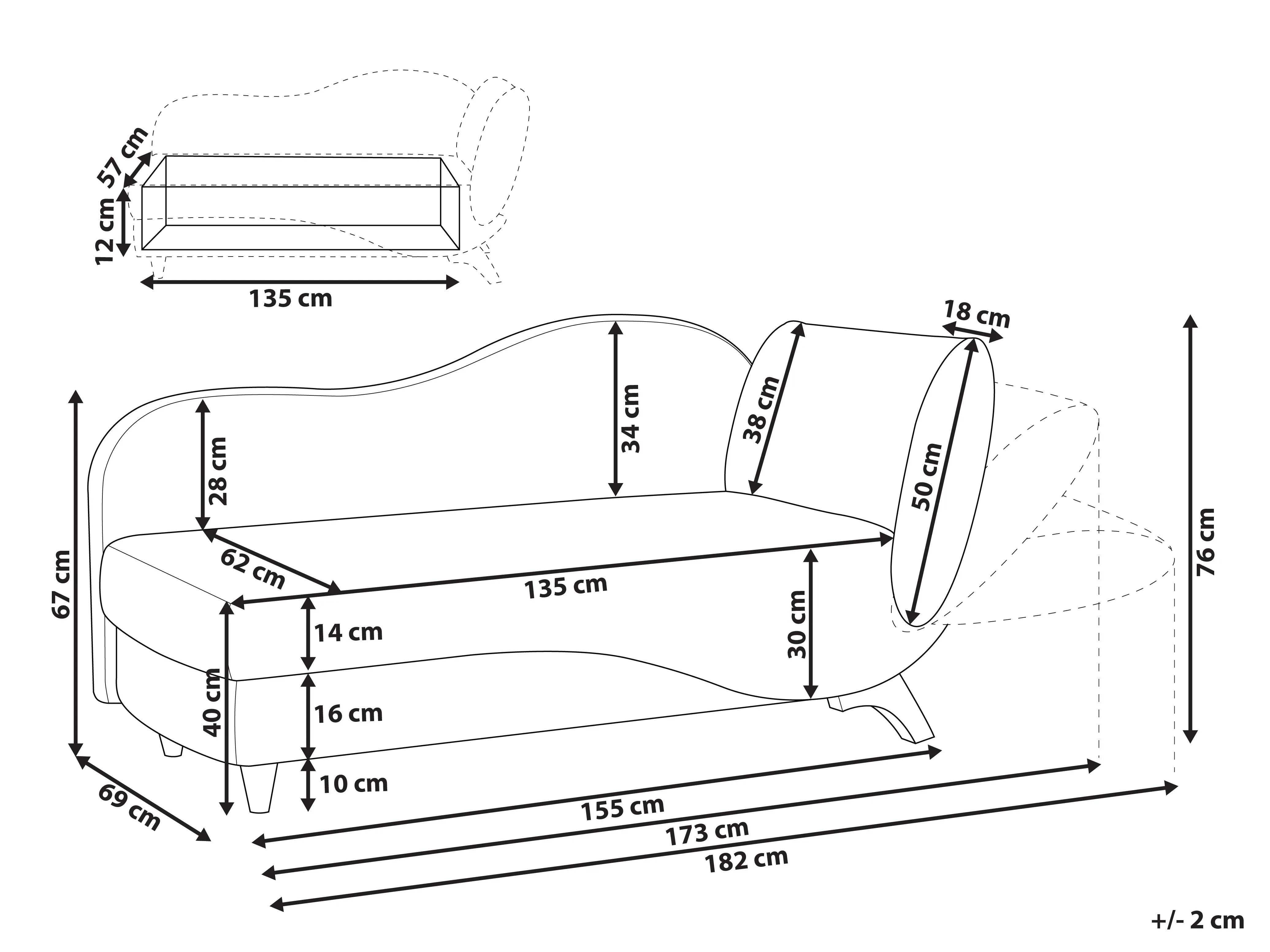 Rechtszijdige chaise longue MERI Kunstlinnen Lichtbruin met opbergruimte