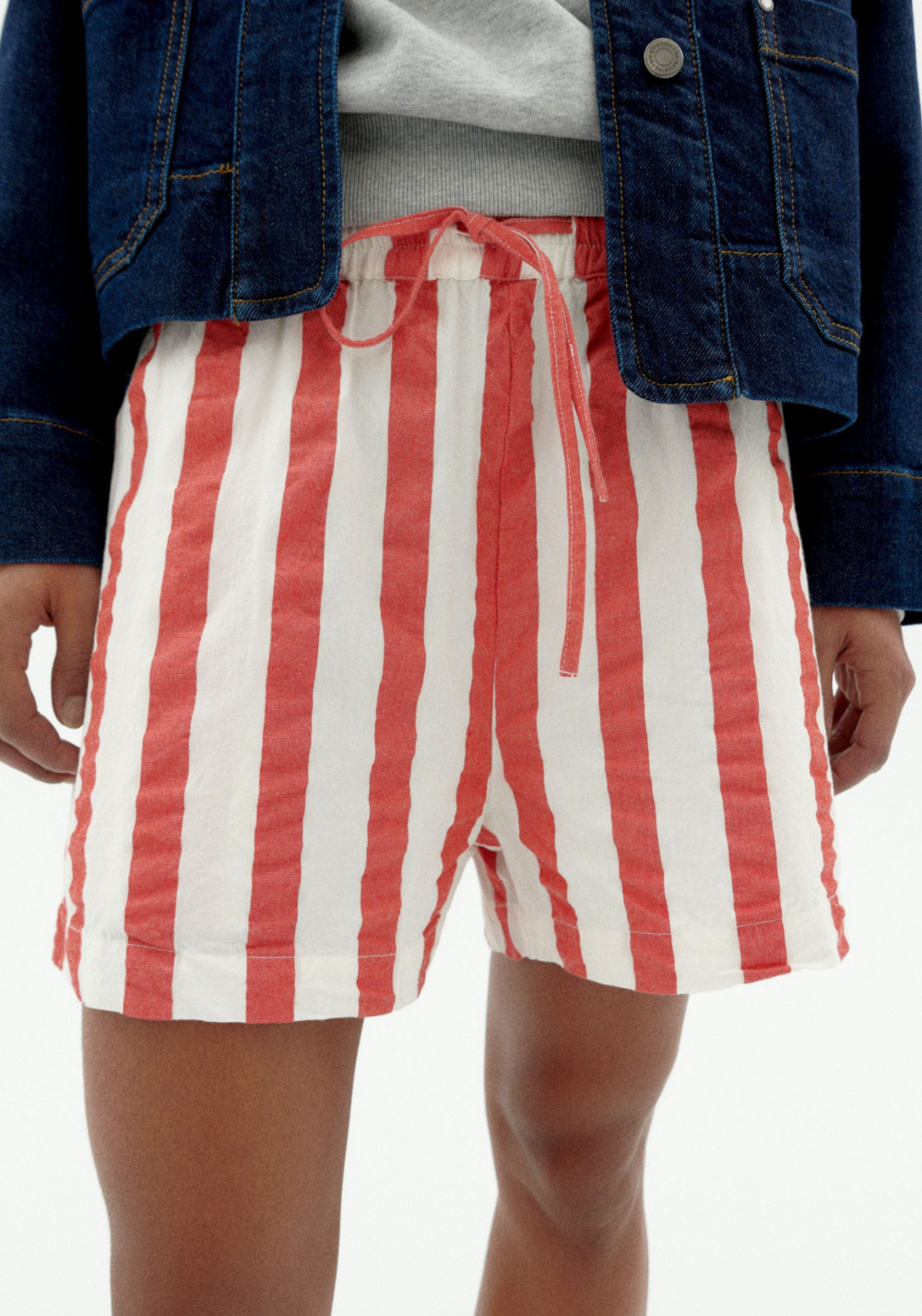 Thinking Mu Shorts Geranio Maxi Stripes Red