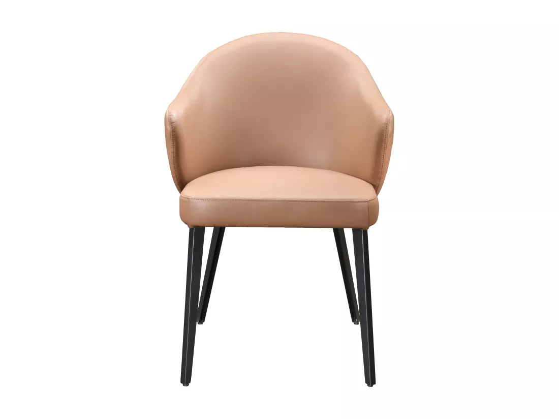 Chaise avec accoudoirs en cuir et acier noir - Camel - MIBELLY de Maison Céphy