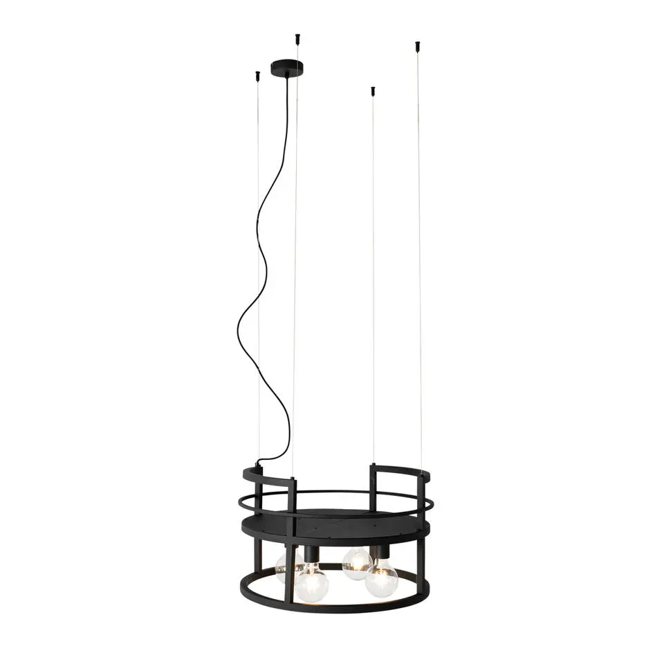 Qazqa hanglampen cage rack zwart e27