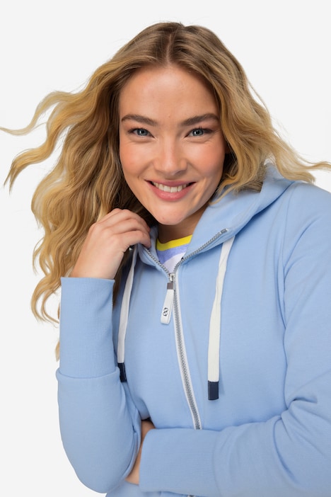 Sweatjacke, lang geschnitten, Kapuze, Taillen-Tunnelzug hinten, Langarm