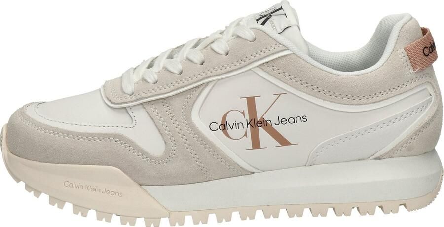 Calvin Klein Tooth Runner Irregular Lines Dames Lage sneakers Leren Sneaker Dames Wit