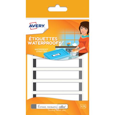 Avery - 24 Étiquettes plastifiées multi-usages blanches avec bordure grise - 86 x 17 mm