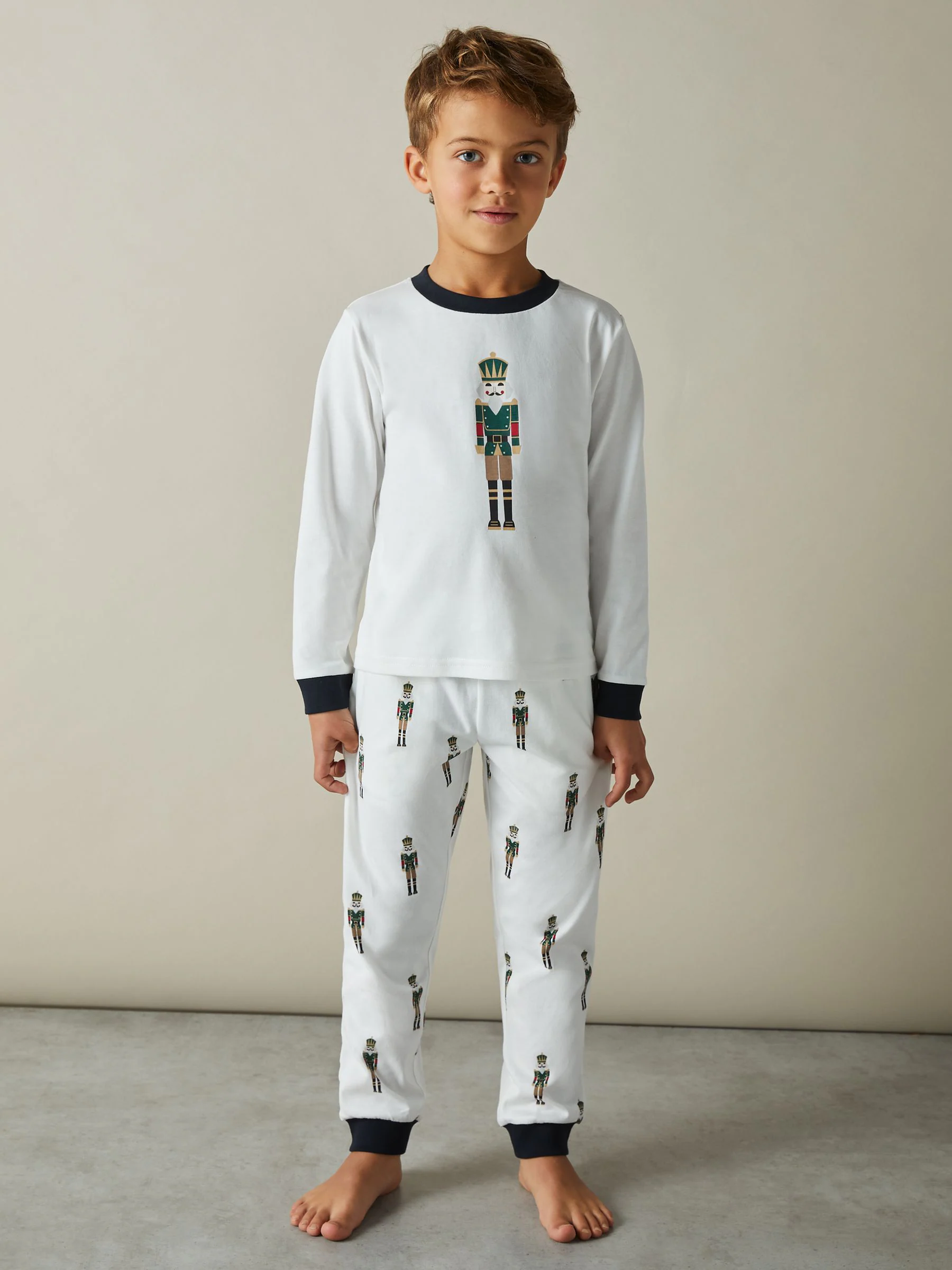 Reiss Hornton Set Brushed-Cotton Nutcracker-Print Pyjama Set