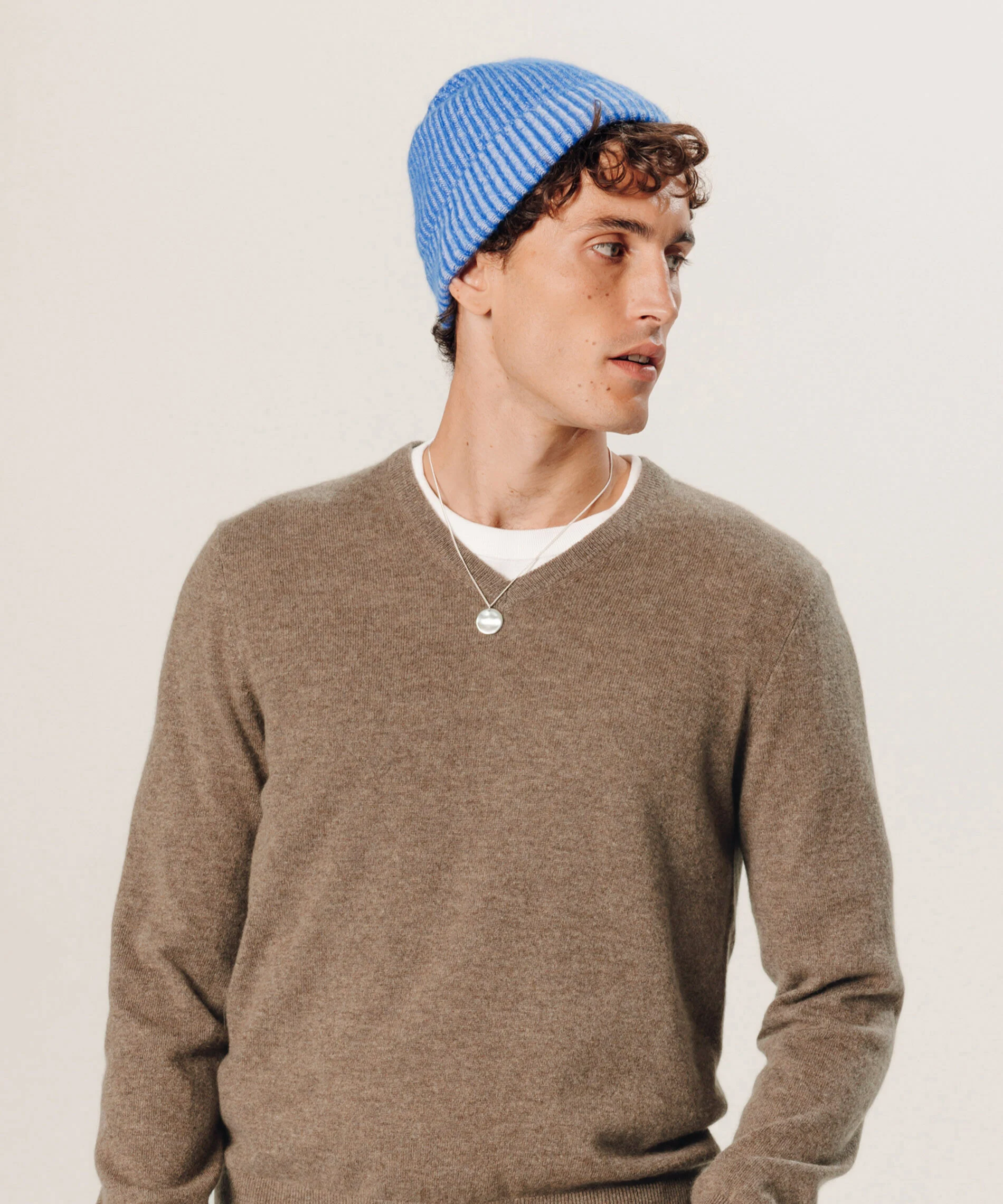 Pull col v en cachemire | Marron