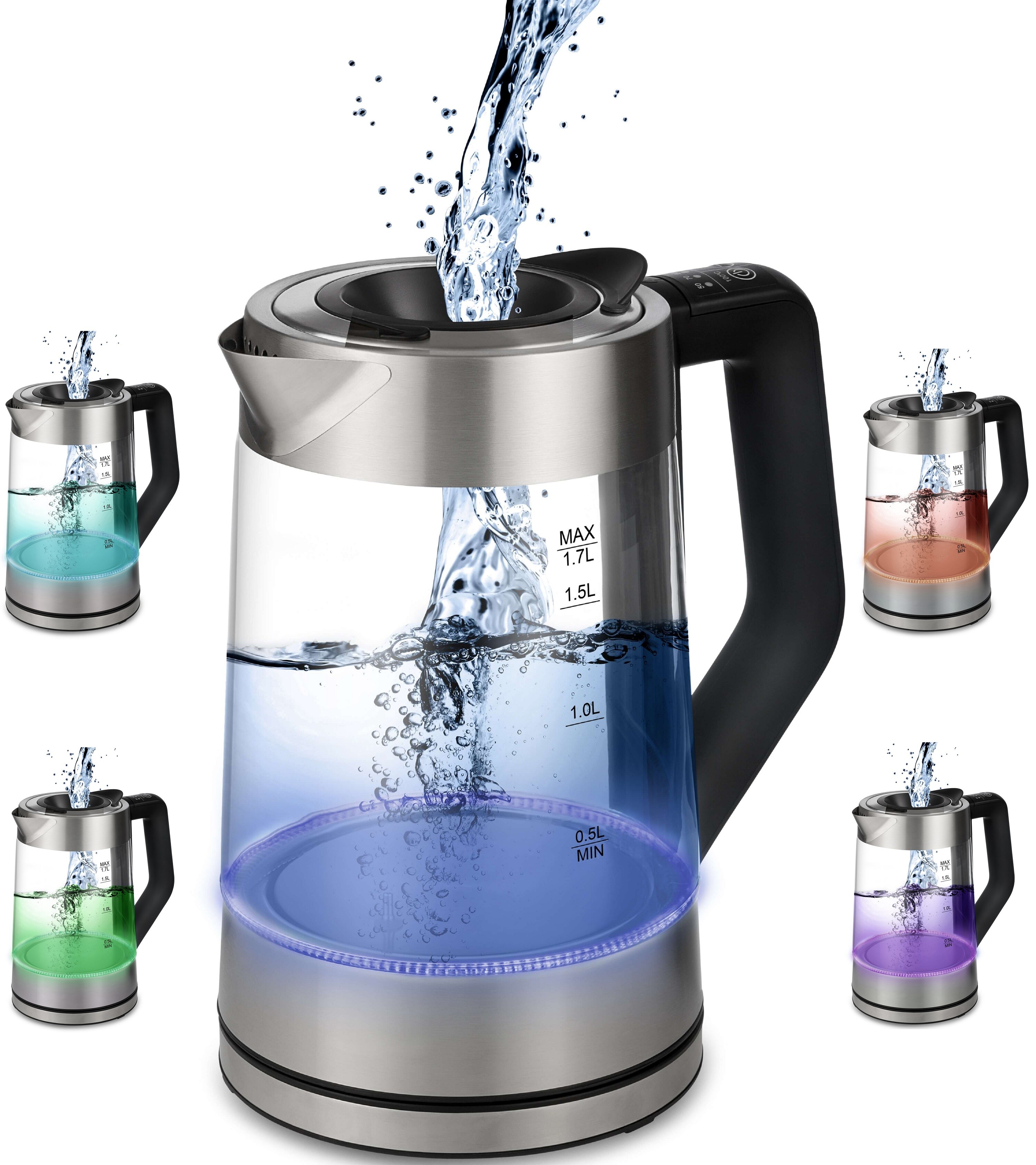 Ecosa Glas Wasserkocher Temperatureinstellung Easy Fill LED 1.7L