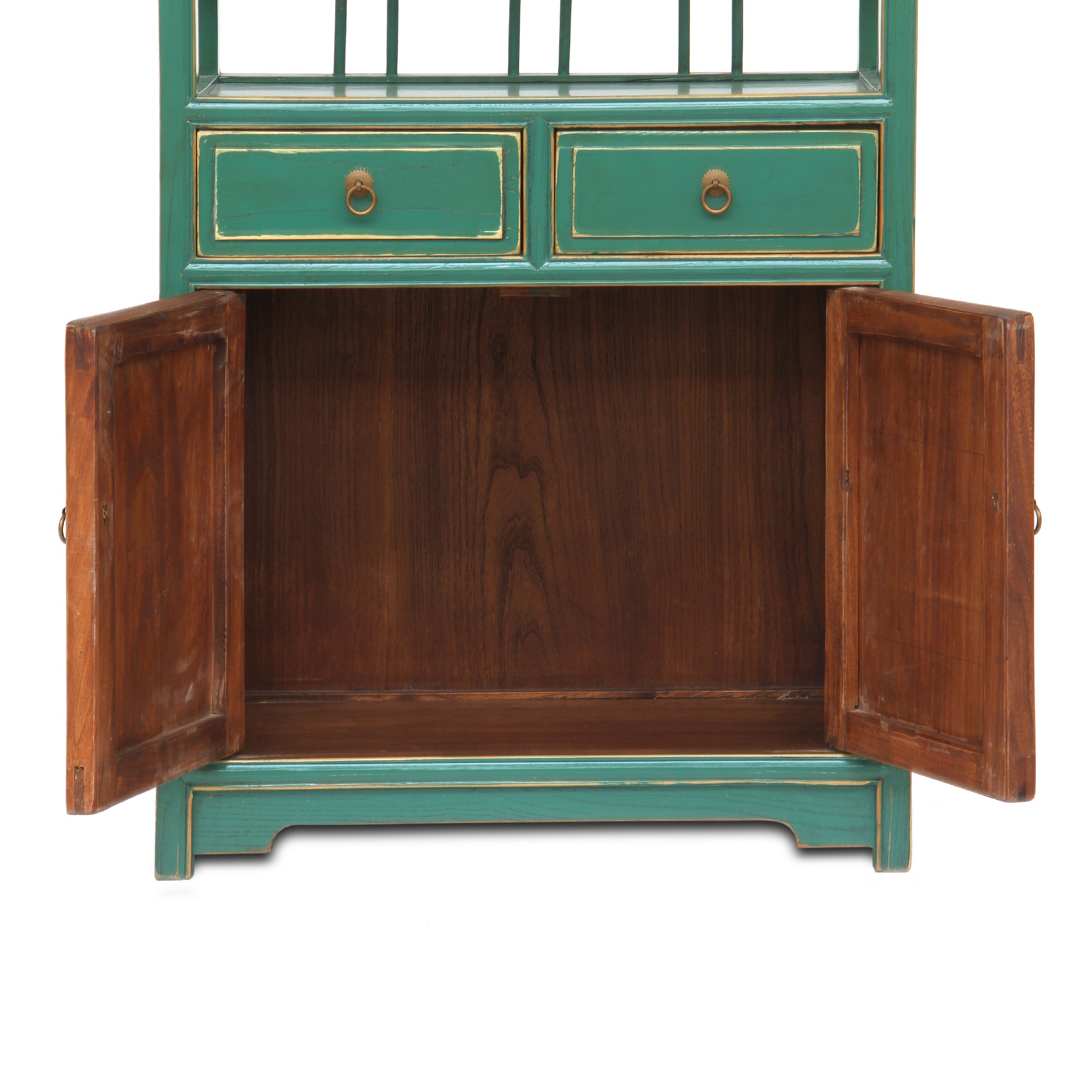 Bücherregal, 2 Schubladen, 2 Türen, türkis, T 33 cm, B 60 cm, H 130 cm von fischer's lagerhaus