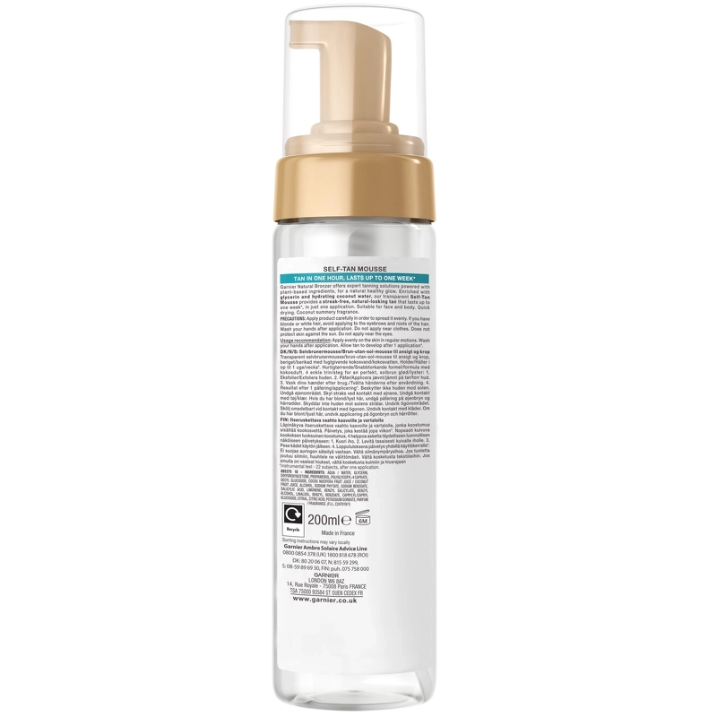 Garnier Ambre Solaire Natural Bronzer Self Tan Mousse 200 ml