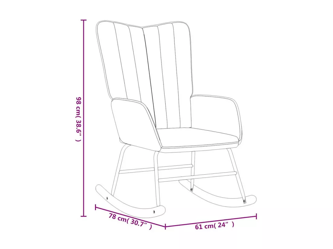 Chaise à bascule avec repose-pied Gris clair Velours
